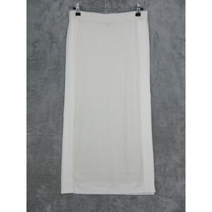 Worth New York Skirt Womens Small Petite Silk Blend Knit Midi Side Slit Cream